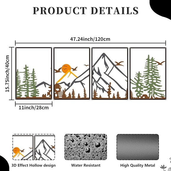 Colorful Metal 47.24 x 15.7 inch Mountain Wall Decor - Picture 2 of 11